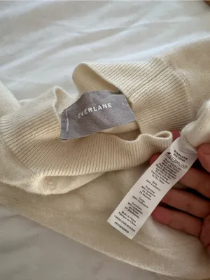 Everlane 100% Cashmere Ivory Crew Neck Sweater Size Large thumbnail 3