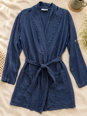 Bryn Walker 100% Linen Hooded Wrap Jacket‎ Cardigan Made in USA XL Lagenlook thumbnail 1