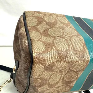 Coach Blue Varsity Stripe Mini Bennet Satchel Bag Purse Crossbody thumbnail 7