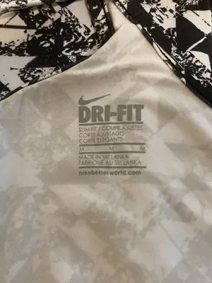 Women's Nike Dri-Fit‎ Black/White Geometric Pattern Racerback Tank Top Sz Medium thumbnail 4