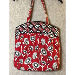 Vera Bradley Deco Daisy Retired 2011 Red Black White Floral Geometric Tote thumbnail 11