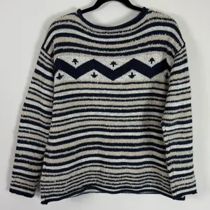 Ralph Lauren Wool Blend Fair Isle Navy & Cream Knit Sweater Size‎ XL thumbnail 4