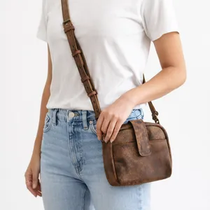 109%genuine suede cross bag purse length 7, height 6, width 2 thumbnail 1