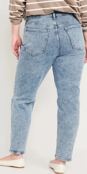 Old Navy High Rise OG Straight Light Wash Distressed Stretch Jeans Sz 16 Short thumbnail 1