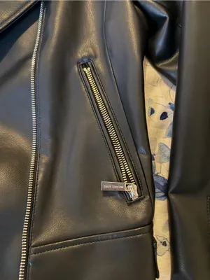 Michael Kors Women’s Black Leather Moto Jacket thumbnail 4