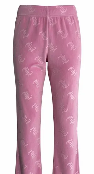 Y2K bling Juicy Couture Pink Velour Monogram Rhinestone‎ Sleepwear Pants Small thumbnail 1