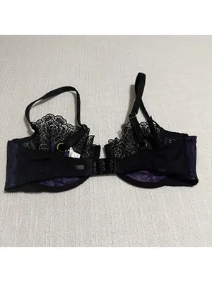 Victoria’s Secret Black & Purple Lace Very Sexy Balconet Bra Underwire 34D thumbnail 5