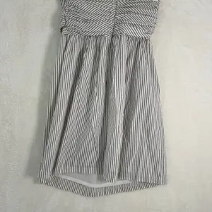 Aryn K Strapless Mini Dress Womens‎ Small Black White Striped Ruched Fit & Flare thumbnail 3