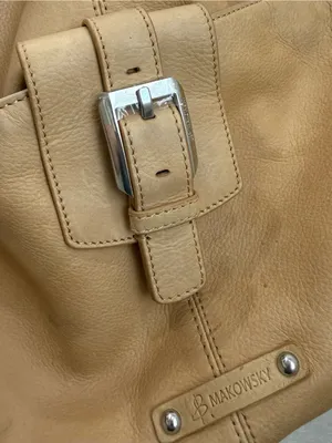 B. MAKOWSKY Beige Tan Pebbled Leather Chain Strap Tote Shoulder Bag thumbnail 15