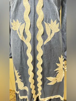 Farm Rio Navy Blue White Floral Embroidery long sleeves Maxi Dress S XS thumbnail 10