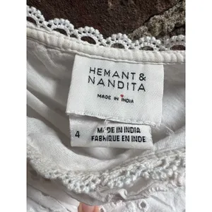 HEMANT AND NANDITA White Eyelet One Shoulder Tiered Dress Size 4 Anthropologie thumbnail 5