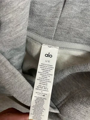 Alo NWT Bae Hoodie Athletic Heather Grey Cropped Pullover Sweatshirt Size L thumbnail 8