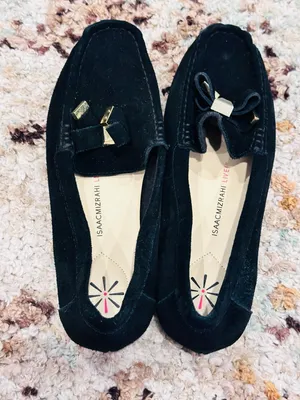 Isaac Mizrahi Live! Imalia Black Suede Bow Loafers Size 8M thumbnail 2