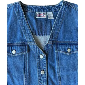 Vintage Bill Bass jean blue denim vest 1X thumbnail 4