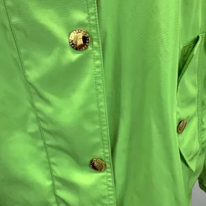 Ralph Lauren Green Jacket Windbreaker Womens L Hooded Lightweight Gold Buttons thumbnail 2