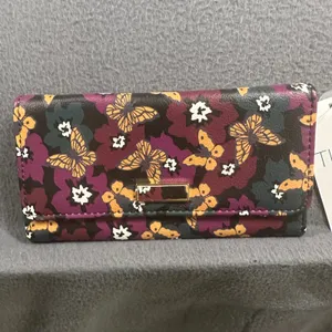 Time and Tru Checkbook Wallet Butterfly Floral Clutch Organizer Wallet NWT thumbnail 2