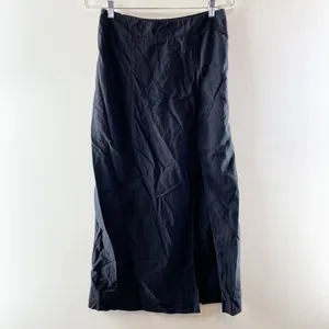 Free People Cotton High Slit Side Buttons Maxi Skirt Black Large thumbnail 2