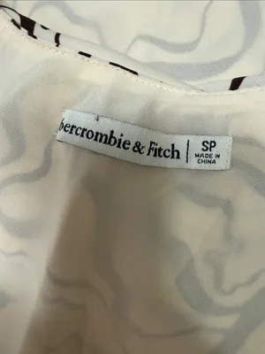 Abercrombie & Fitch Cream Halter Dress with Dark Brown Abstract Swirl - Small thumbnail 12