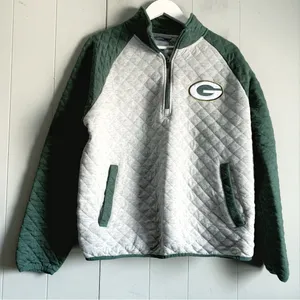 Green Bay Packers Nfl Quilted Quarter Zip Pullover Sweatshirt L thumbnail 1