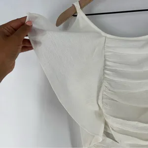 Max Studio Lightweight‎ Gauzy Layered Ruffle Sleeveless Peplum Top Feminine thumbnail 3