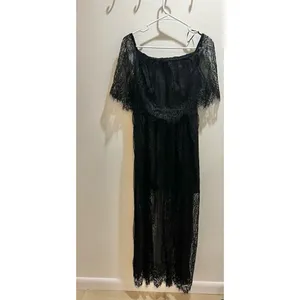 HYFVE NEW Women Black Large Off the Shoulder Lace Dress Whimsigoth Coquette Chic thumbnail 5