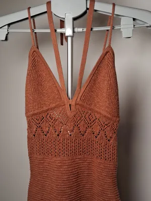 Abercrombie & Fitch Rust Knit Maxi Dress Spaghetti Straps size Medium thumbnail 2