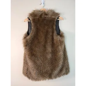 Dolan Faux Fur Vest Women Small Brown Tan Belted Sleeveless Mob wife Boho‎ thumbnail 7