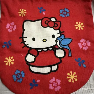 Hello‎ Kitty 2002 Vintage Red Drawstring Bag With Blue Birds Pouch Makeup Change thumbnail 4