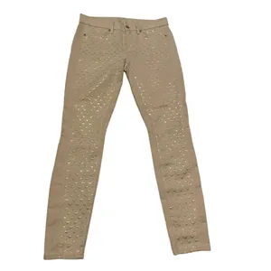 7 for all Mankind Jeans Women Beige Shiny Gold Jacquard Size 29 Metallic Party thumbnail 7