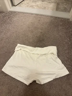 Cream Ribbed Fold-Over Waistband Shorts thumbnail 2