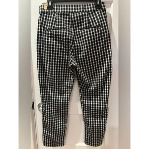 Preppy Gingham Check Straight Leg Trousers Black/White Ankle Pants thumbnail 2