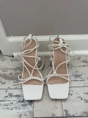 shein white wrap heels thumbnail 2