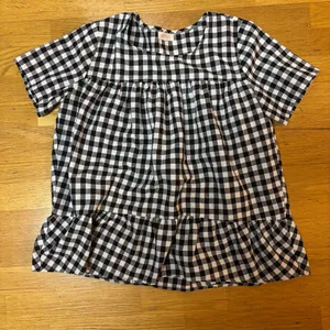 Roolee Gingham Linen Cotton Coastal Cowgirl Boho Fisherman Resort Blouse M thumbnail 2