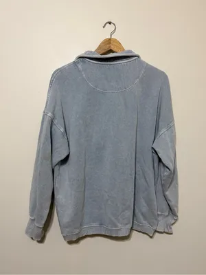 Aerie Getaway Quarter Snap Sweatshirt Size Small Blue thumbnail 5