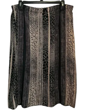 Handmade Abstract Print Skirt Medium Neutral Black Beige Midi Skirt‎ thumbnail 1