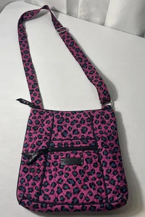 Vera Bradley Purple Cheetah Print Hipster Quilted‎ Shoulder Crossbody Bag thumbnail 1
