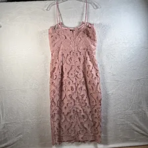 Bardot Pink‎ Lace Scalloped Hem Sleeveless Midi Sheath Dress Size US 8 M thumbnail 3
