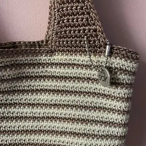 The Sak Small Brown & Cream Striped Knit Handbag GUC thumbnail 8