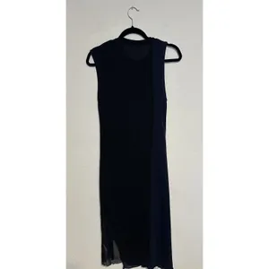 Zara Knit Asymmetrical Combination Color Block Midi Dress Black/Navy Blue Sz S thumbnail 5