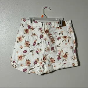 American Eagle‎ White Denim Floral Print Women's Casual Mom Shorts size 8 thumbnail 3