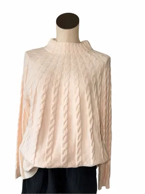 NWOT Chico's Luxe Cable Knit Sweater Super Soft Ivory Cashmere Blend US XL thumbnail 4