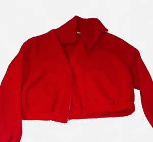 Old Navy Red Fleece Jacket Sherpa thumbnail 1