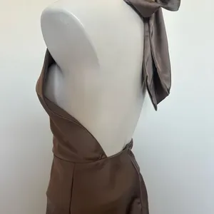 NWOT Brown Cowl Neck Backless Mini Dress XS thumbnail 5