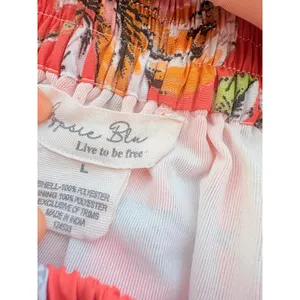 Gypsie‎ Blu Womens Floral Maxi Skirt Coral Orange White Elastic Waist Pockets L thumbnail 3