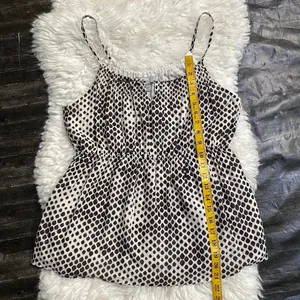 Y2k Old Navy White Brown Polka Dot Tank Top Keyhole Boho Cottagecore Summer thumbnail 8