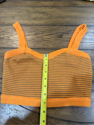 Zara Bright Orange Striped Knit crop top medium thumbnail 8