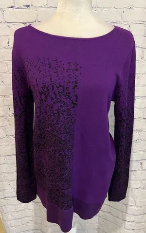 Grace Purple And Black Long Sleeve Rayon Polyester Blend Sweater Size Large thumbnail 1