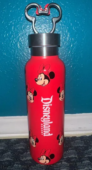 Disneyland Minnie Mouse stainless steel water bottle tumbler red drinkware clip thumbnail 1