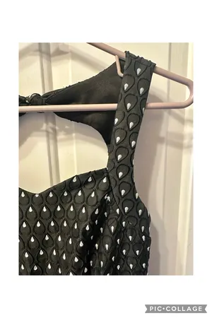 Quinn Black and White Embroidered Back Cutout Mini Dress Small thumbnail 2