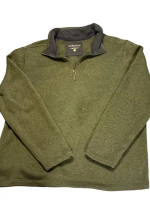 G.H. Bass & Co. Men’s XL Quarter-Zip Fleece Pullover - Heathered Olive Green thumbnail 1